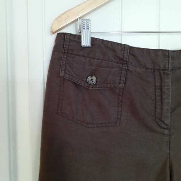 Ann Taylor Linen/Cotton Blend Cuff Shorts with Flap Pockets Brown Size 10 - Picture 4 of 11